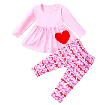 Valentine Baby Girl Set Haine Copii Ziua Îndrăgostiților Tinuta de Imprimare T-shirt Legging 2 BUC Haine de Copii Costum Fete Îmbrăcăminte Set