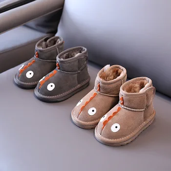 Noul Dinozaur Copii Cizme Pentru Copii Fete Pantofi Copii Moale Glezna Cizme De Blană, Pantofi De Brand Copilul Cizme Negre Cald Cizme De Moda De Iarna