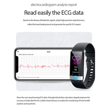 2020 Brățară Inteligent IP68 rezistent la apa ECG+PPG+HRV Heart Rate Monitor de Presiune sanguina Dormit Sports Tracker Bratara Smartband
