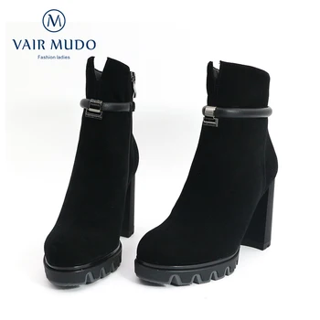 VAIR MUDO Primavara Toamna Glezna Cizme Pantofi Femei cu Toc Impermeabil Platforma Copil de piele de Căprioară Elegant Pantofi de Moda Lady Iarna D X32