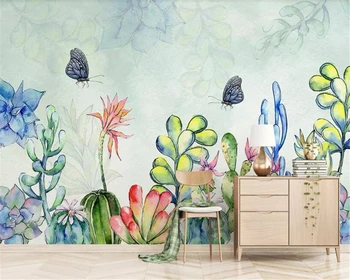 Beibehang de perete Wallpaper 3 d retro cactus 3d simple în relief tapet floral tv tapet de fundal pentru camera copii papier peint
