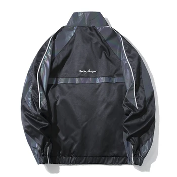 Nouă bărbați canadiană întuneric reflectorizante sacou casual hip-hop tendință jacheta cu gluga streetwear Harajuku Supradimensionat cu Fermoar Track Jacket
