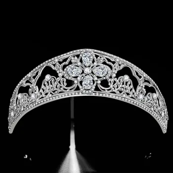 De lux Cubic Zirconia Nunta Tiara CZ Coroana de Mireasă Regina Printesa Stras Concurs Diademă Benzi de Nunta Accesorii de Par