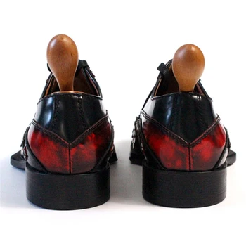 Bullock clasic, high-end pură lucrate manual din piele mens pantofi de mireasa rosii cherry cusut pantofi pentru bărbați