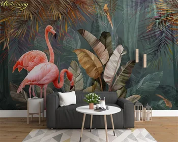 Beibehang Nordic minimalist modern planta tropicala pădure flamingo fundal pictura pe perete tapet 3d papel de parede