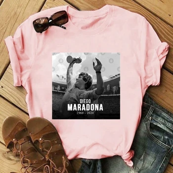 Noi Harajuku Ullzang tricouri Diego Armando Maradona Imprimare Femei cu Maneci Scurte T-shirt, Bluze de Vara Tricouri Femei Topuri Tricouri Vintage