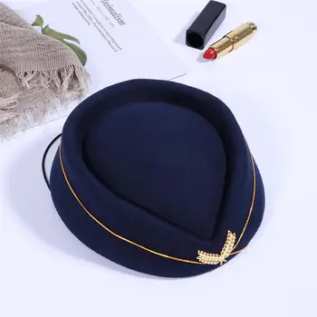 2020 Femei Aer Stewardesă Pălărie de Lână Însoțitor de Zbor Pălărie Stewardesă Șapcă pentru Costum de Cosplay spectacol Muzical - Marimea M(Rosu)