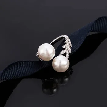 Calitate AAA Moda Reglabil Gratuit Inel de Micro Pave Premium Zircon Cristal Pearl Argint Inele de Nunta Bijuterii de Lux pentru Femei