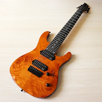 1buc Canada lemn de artar-gat Copac burl partea de sus din lemn cu 8 corzi chitara electrica 39 inch 24F lucios instrument Muzical cu crack
