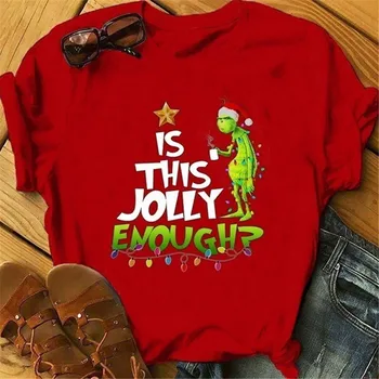 ESTE VESEL DESTUL de Scrisoare de Imprimare de Crăciun T shirt Pentru Femei Drăguț Grinch Fata Grafic Tricouri Casual Harajuku Doamnelor T-shirt