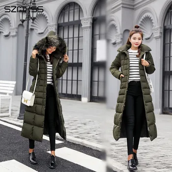 De iarnă din 2018 nou timp de moda coreeană jacheta femei bumbac hanorac guler de blană mare de mari dimensiuni haina de iarna ropa invierno mujer