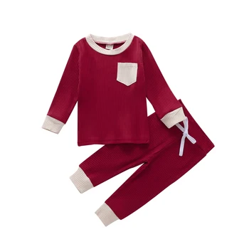 Toamna Îmbrăcăminte pentru Copii Mâneci Lungi + Pantaloni Clasic Rotund Gât de Închidere Mozaic Îmbrăcăminte 1-4 ani