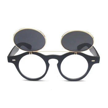 ALIKIAI Sosirea Steampunk ochelari de Soare Femei Bărbați Pătrat Dublu Flip Capacul Obiectivului Punk Ochelari de Soare HD Clare Gradient Nuante Fashi