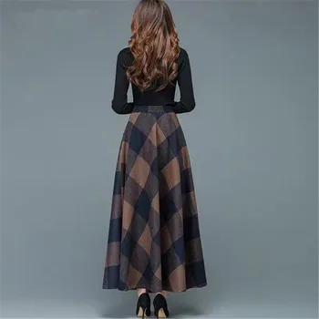Vintage-Linie Talie Mare Fuste de Lână 2019 Toamna Iarna pentru Femei de Moda de Lână Fuste Maxi de sex Feminin Casual Lung Streetwear