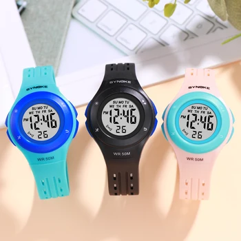 Fete Ceasuri Copii SYNOKE Brand de Înaltă Calitate rezistent la apa 50M Curea din Silicon de culoare Roz Ceas de mana Copii Sport Watch de Student Ceas