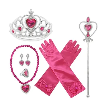 6 7pcs/multe Fete Accesorii Printesa Annae Dress Up pentru Fete Cosplay Jucării Coroana, Colier, Inel, Cercel Bagheta Mănuși de Copii Bijuterii Set