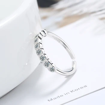 Real Argint 925 Cu Zirconia Rotund Geometric Inel Pentru Femei De Moda Drăguț Bijuterii Fine 2019 Minimalist Accesorii Cadou