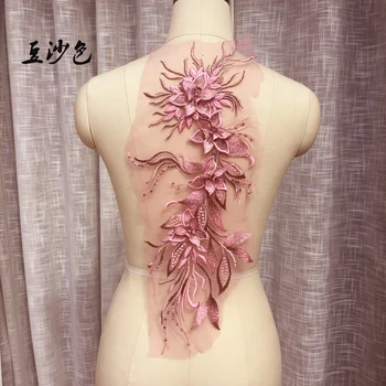 1 buc Margele Flori 3D DIYPatch Dantelă Aplicatiile Coase Pe Patch-uri de Patch-uri Florale Costum Pentru Nunta Rochie de Deco