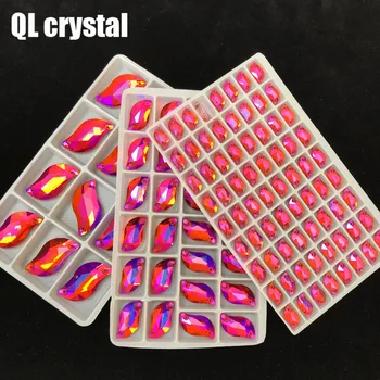 QL culoare cristal AB S forma Coase pe Cristale Flatback 2 gauri Cristale pentru DIY rochie de mireasa pantofi de saci de haine