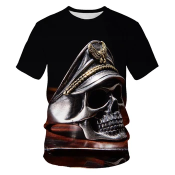 Misto craniu frumos 3D T-shirt barbati casual rock de imprimare 3D pentru bărbați T-shirt haine de vara T-shirt pentru bărbați cămașă modă