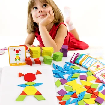 155pcs Lemn Jigsaw Puzzle Set de Bord Colorat Pentru Copii de Învățare Dezvoltarea Jucărie Copilul Montessori Jucarii Educative
