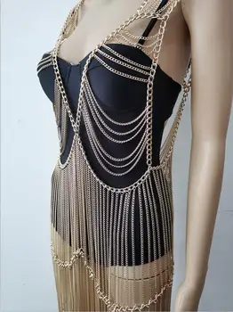Nou Stil de Moda RJ02 Lanțuri de Aur la Gât Sutien Rochie Lanțuri Lungi Costum Lanțuri de Bijuterii Rochie