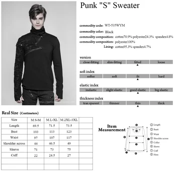 PUNK RAVE Noi Punk Mare Guler T-Shirt Confortabil Rock Gotic Personalitate Casual Barbati 