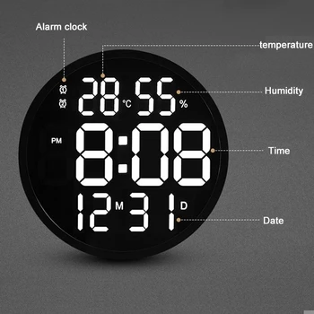 12 țoli CONDUS Număr Mare Ceas de Perete Digital de Temperatură Și Umiditate Ceas Electronic cu Design Modern Decor Decor de Birou Acasă