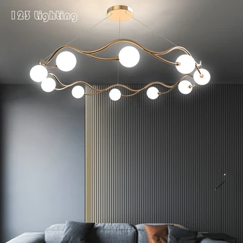 Noi G9 LED Rotund Candelabru Living Restaurant Dormitor Agățat de lustră Albă Sticlă Cordon Reglabil Acasa Art Decor