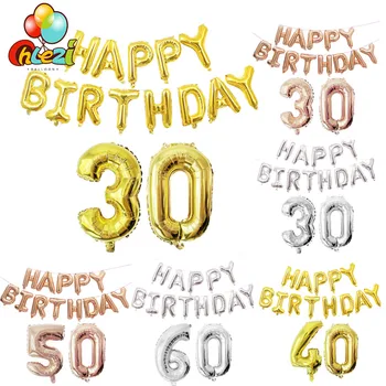 15buc fericit ziua de naștere Petrecere, baloane, articole party aur, argint heliu folie de 18-30-40-50 baloane copil de dus decor globos