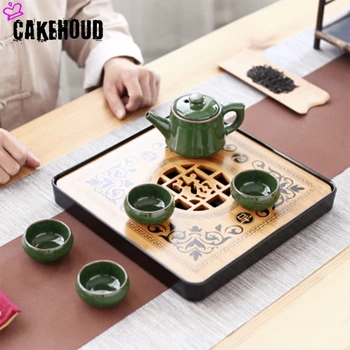 CAKEHOUD Călătorie Kung Fu Set de Ceai Melamină Bambus Tava de Ceai China KUNGFU Masa de Ceai Tava de Serviciu CUTIE Aplicabile KUNGFU Set de Ceai