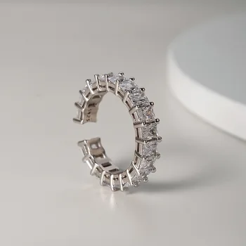 S925 Argint Simplu Dreptunghiular Zircon Inel pentru Femei Degetul Arătător Ring Deschiderea de Design Europa Inel Argint inel Coroana