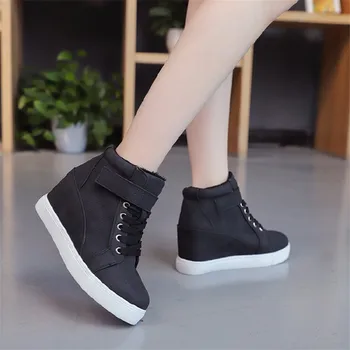 Scurt De Pluș Femei Pantofi De Mari Dimensiuni Adidas Tocuri Pană Talpă Groasă Adidași Femeie De Iarna Adidasi Femei Mare Sus Pantofi Platforma