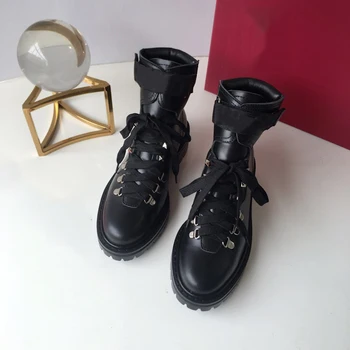 Pantofi pentru femei din Piele Glezna Cizme Branduri de Designer Martens Cizme pentru Femei Casual Dantela-Up Cizme Motocicleta Pantofi de Iarna
