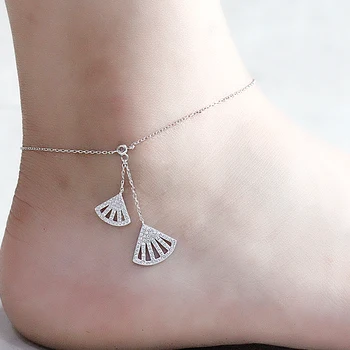 Trendy Bratari Argint 925 Brățară pe picior cu Shell-ca Decor Sandale Plaja Picior Brățări Pentru Femei Bijuterii