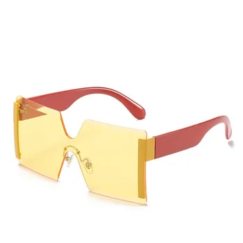 Noua Moda pentru Femei ochelari de Soare Supradimensionați Pătrat Ochelari de Soare Metal Nuante de Maro de Lux de Designer Gradient de Lentile de Ochelari Barbati UV400