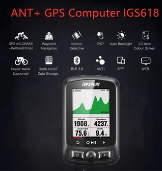 IGPSPORT IGS618 ANT+ GPS Computer de Biciclete Biciclete fără Fir Bluetooth Cronometru rezistent la apa Ciclism Biciclete Senzor Vitezometru Calculator
