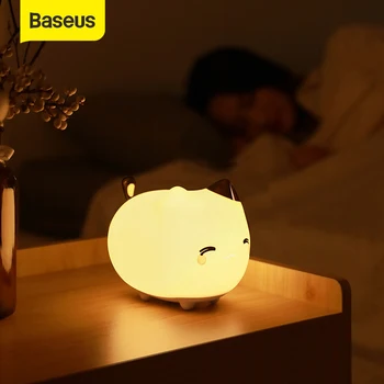 Baseus Lumina de Noapte LED Silicon Moale Touch Senzor de Noapte Lumina Creative Drăguț Sleepping Bec Dormitor Copil Luminar USB Lampă de Noapte