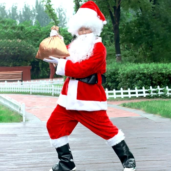 Anime costum de Moș Crăciun pantofi, pălărie, centură de noroc sac sac de cadouri temperament amuzant rochie de până roșu și negru, material poliester cosplay