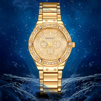 BAOSAILI de Moda de Lux pentru Femei Brand Cuarț Ceasuri de Aur, Argint Stras Doamnelor Aliaj Ceasuri Relogio Feminino Saat