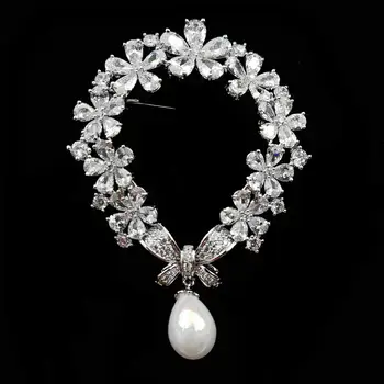 Vacanță de Inspirație Vintage Deschide Forma de Para Ghirlanda Papion Alb Mama de Perla Picătură Broșe Lacrimă Pin pentru Bijuterii de Nunta