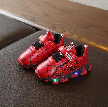 Copii Spiderman Adidași Luminat Băieți Fete Moale de jos în Pantofi de Copil Baby Sport Casual, Copii, Lumina LED-uri Pantofi Student