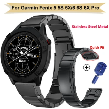 Banda din Oțel inoxidabil pentru Garmin Fenix 5 5S/5 Plus/6S 6X Pro/Precursor 935 Curea 22MM Bratara Quick Fit Metal Watchband Correa