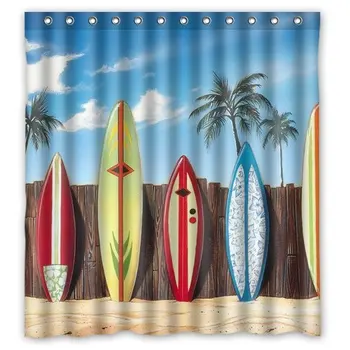 CHARMHOME Colorate Personalizate plăci de Surf Pe Plaja Palmier Perdea de Dus Elegant Impermeabil Tesatura de Poliester Baie Deco