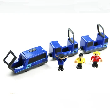 Albastru electric tren jucărie compatibil cu Brio tren set copiilor urmări jucărie vârstă de peste 3 ani din plastic w112