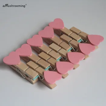 Mini Roz Inima Handmade, de Artizanat din Lemn, Cârlige de rufe Prefect pentru o Petrecere Copil de Dus Eveniment de Nunta de Decorare Accesorii