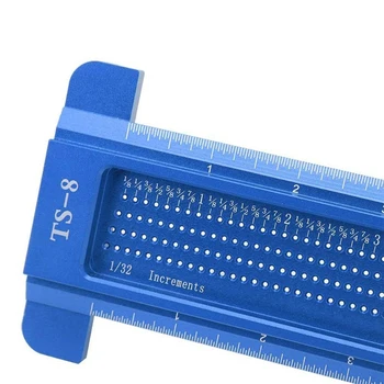 TS-8 Precizie Marcarea T-Regula, din Aliaj de Aluminiu Gaura de Poziționare Trasare Ecartament de prelucrare a Lemnului Instrument de Măsurare(Albastru)