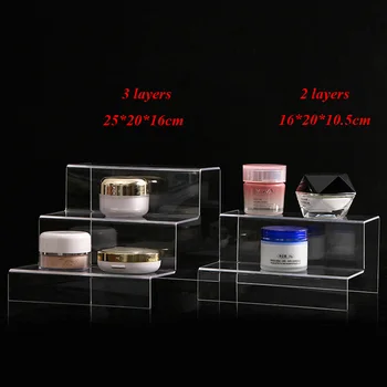 Clar Acrilic 3 Straturi De Machiaj Organizator Cosmetice Display Raft Bijuterii În Picioare Suport Trapez Alcătuiesc Raft De Depozitare