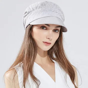 FANCET Elegant Vascoza pentru Femei Bască Pălării Soilid Flori Garnitură de Plasă Reglabil UPF50+ UV Refuz de Epocă Soare Pălărie vânzător de ziare Capace 99309