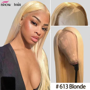 Ishow #613 Blonda Culoare Brazilian Drept Peruci Fata Dantelă Roz Peruci 13x4x1 Dantelă Față Peruci Par Uman Albastru Verde Peruci Dantela